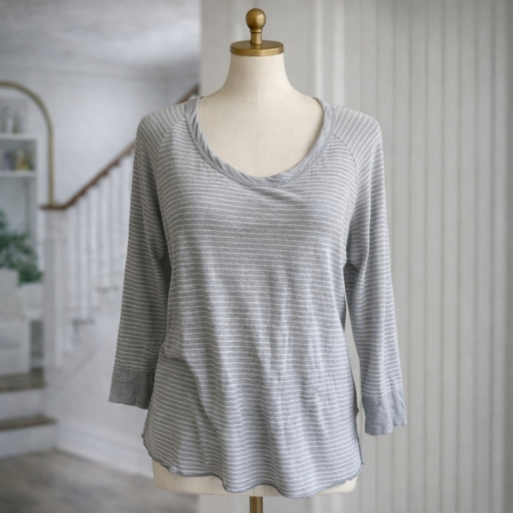 James Perse Striped Long Sleeve Casual Top